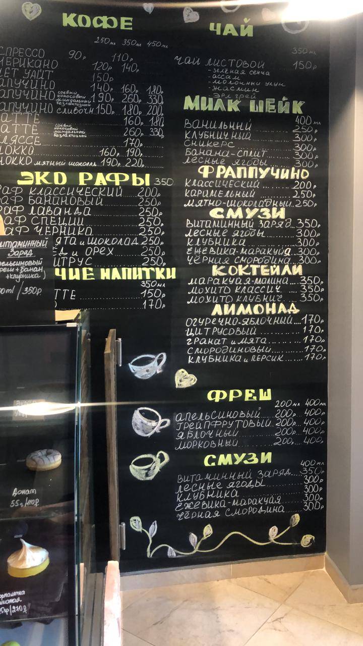Конфетерий меню