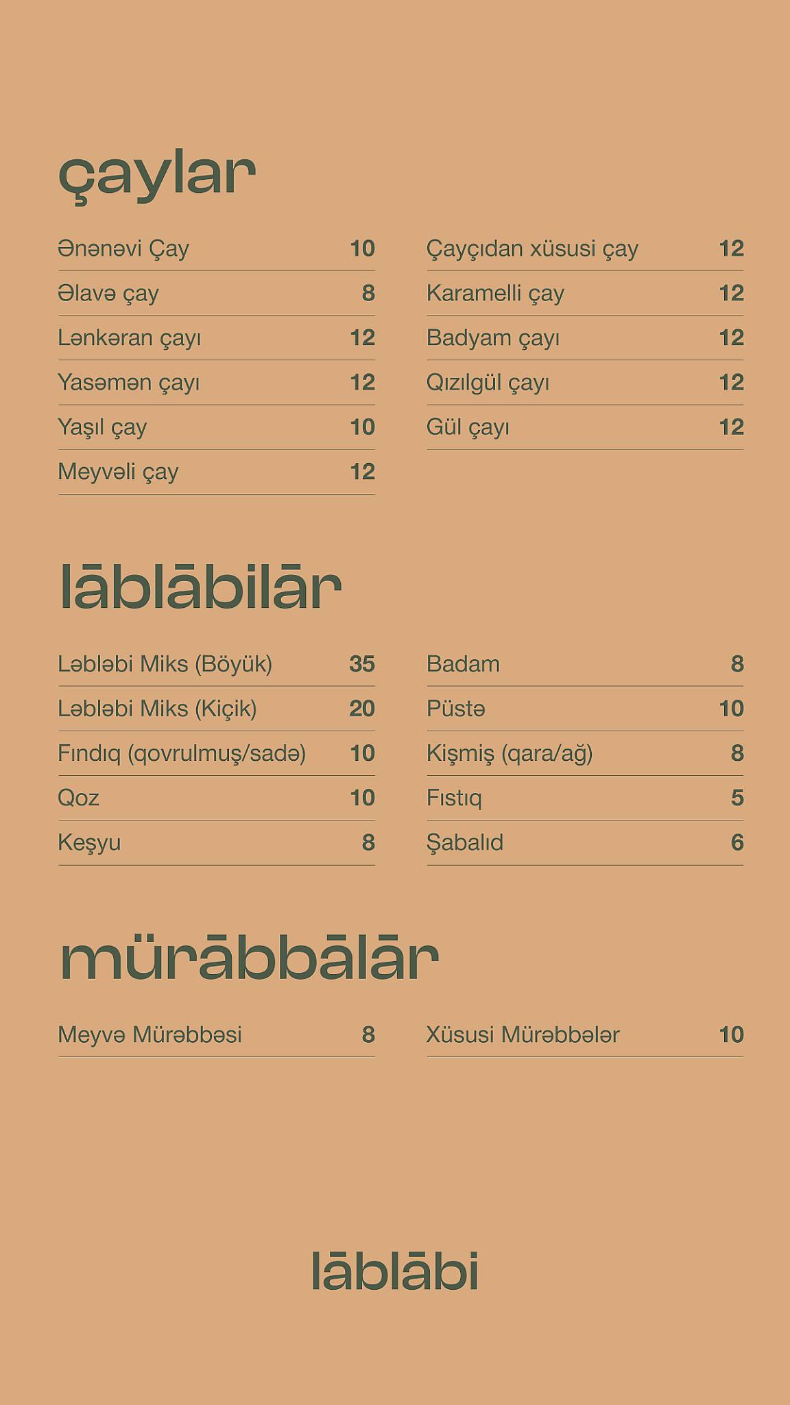 LABLABI меню