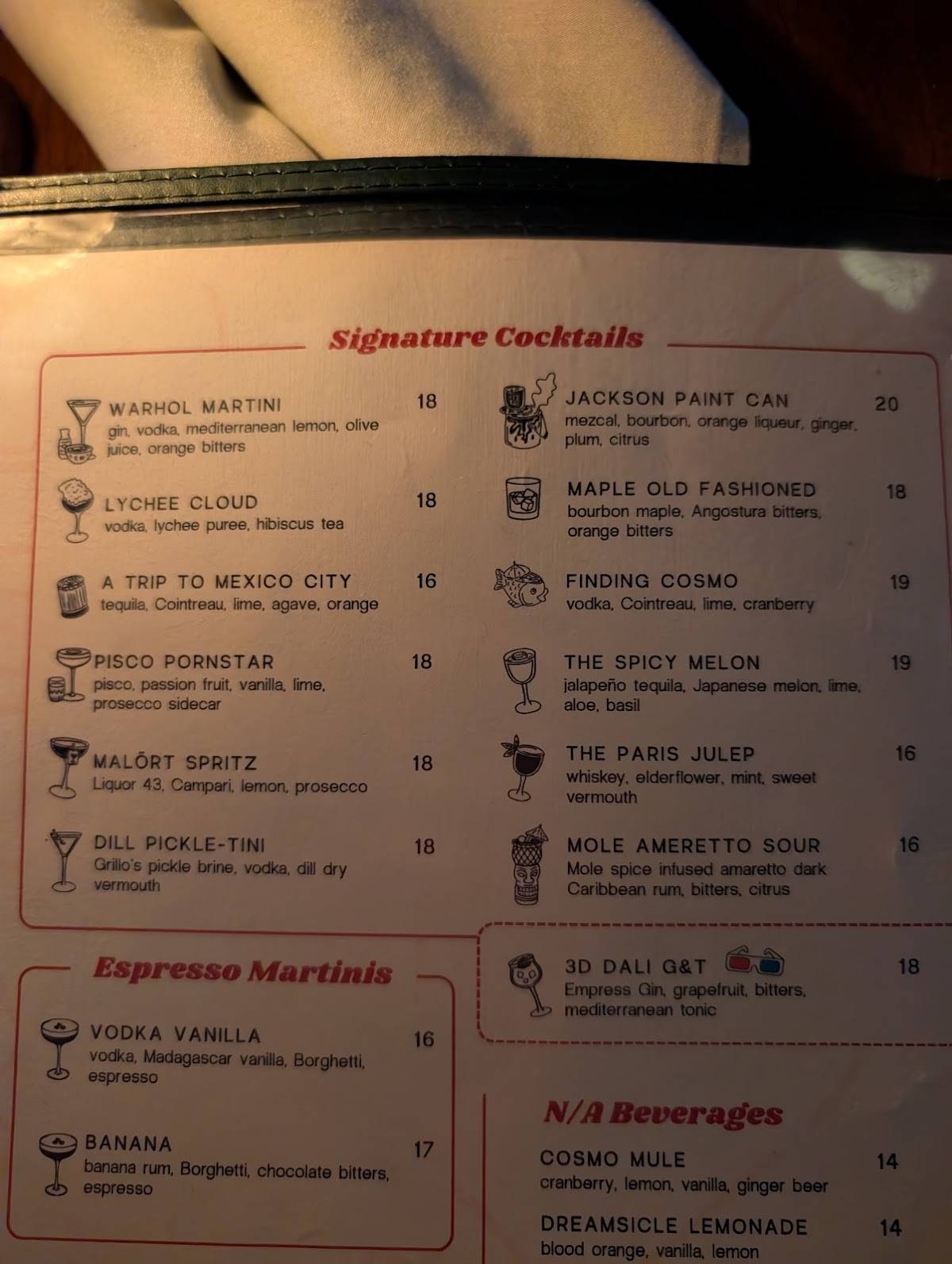 LIA Tavern меню