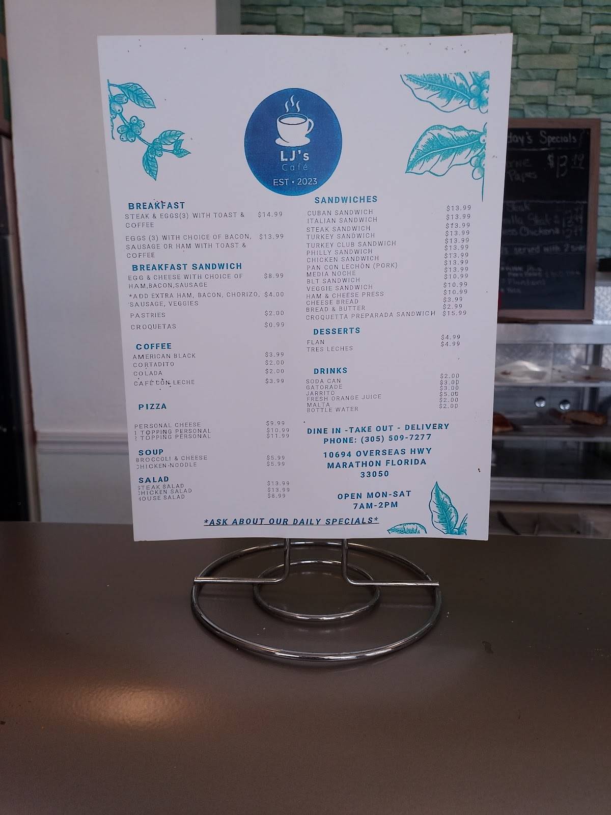 LJ's Café меню