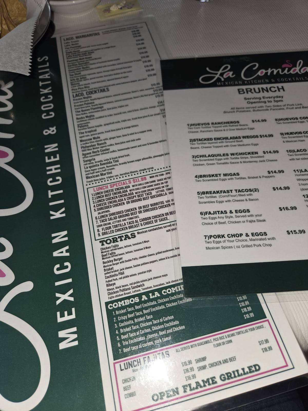 La Comida Mexican Kitchen and Cocktails меню