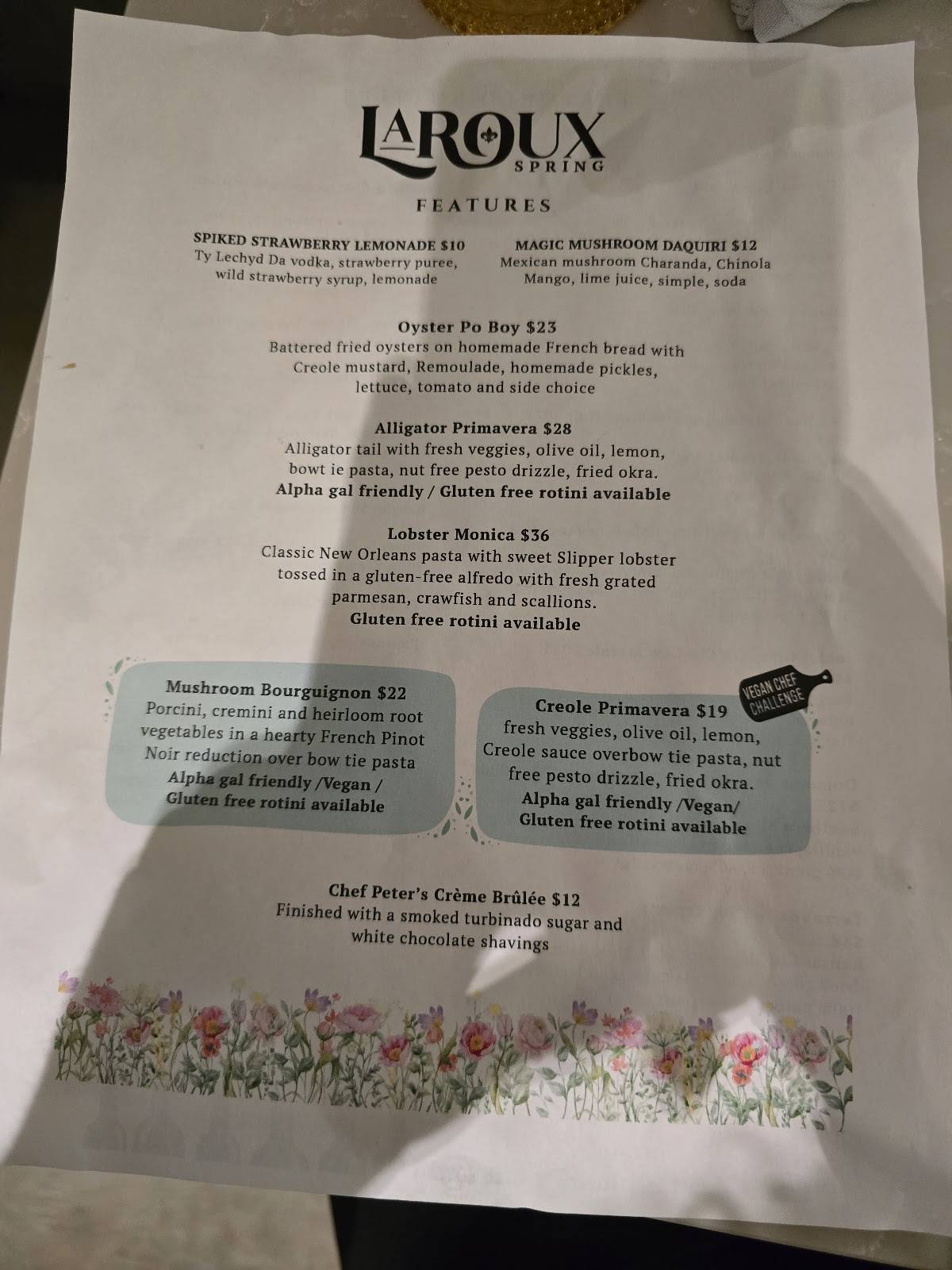 La Roux Bistro меню