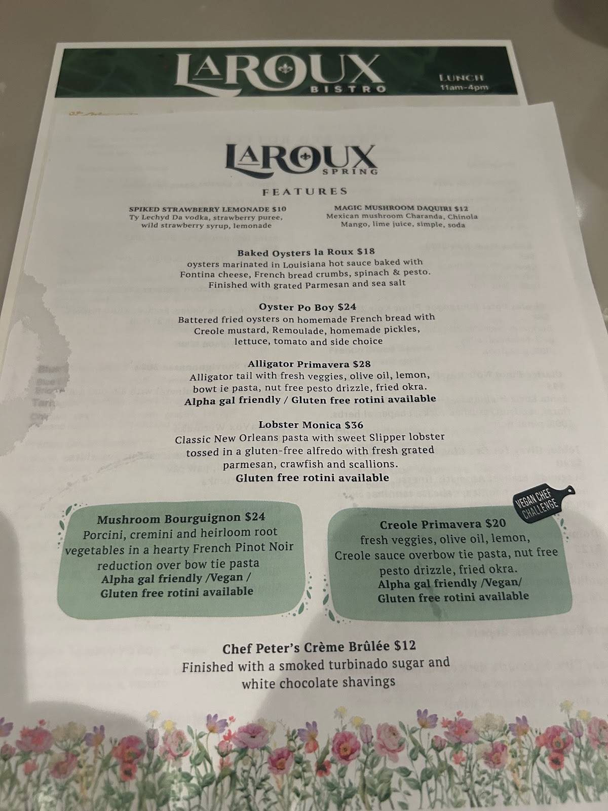 La Roux Bistro меню