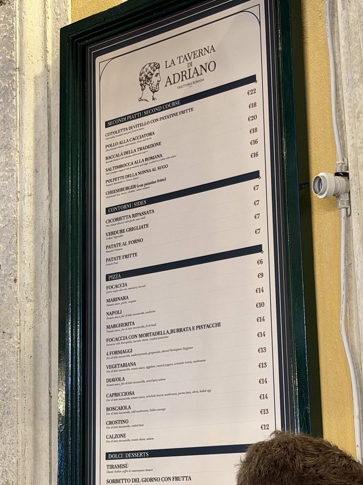 La Taverna di Adriano меню