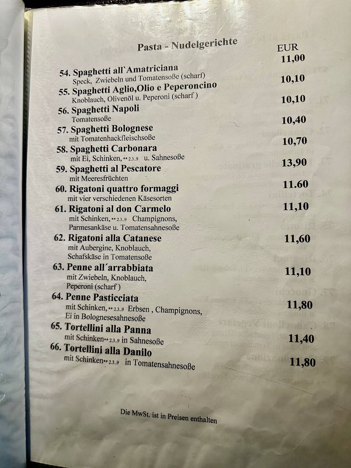 La Trattoria меню