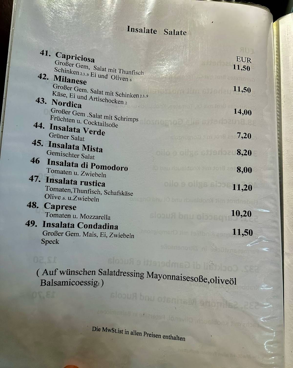 La Trattoria меню