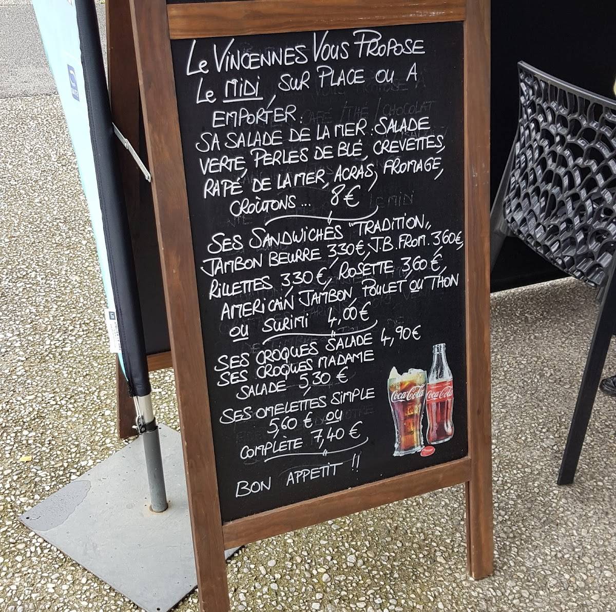 Le Vincennes Bar PMU меню