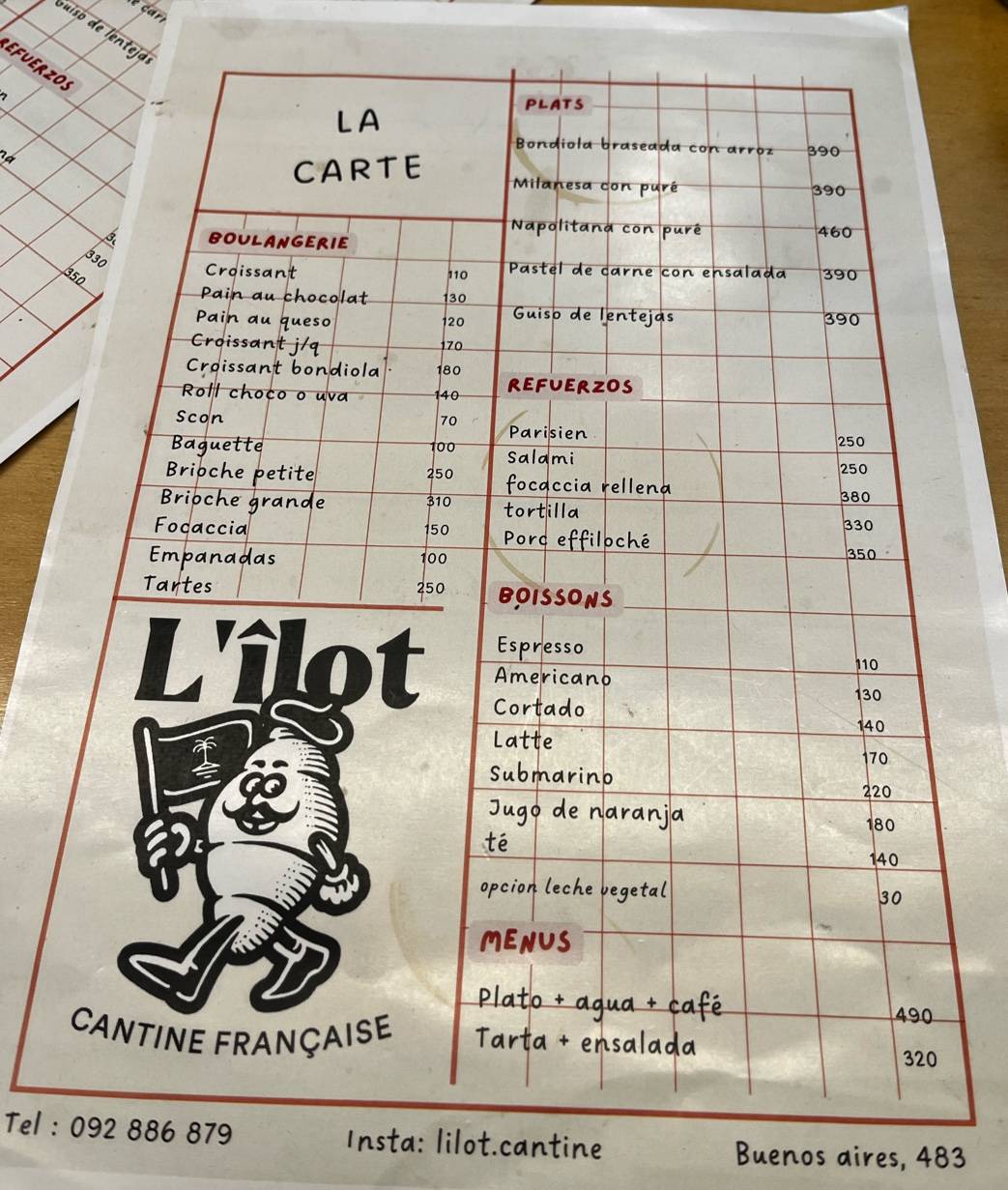 L'ilot меню