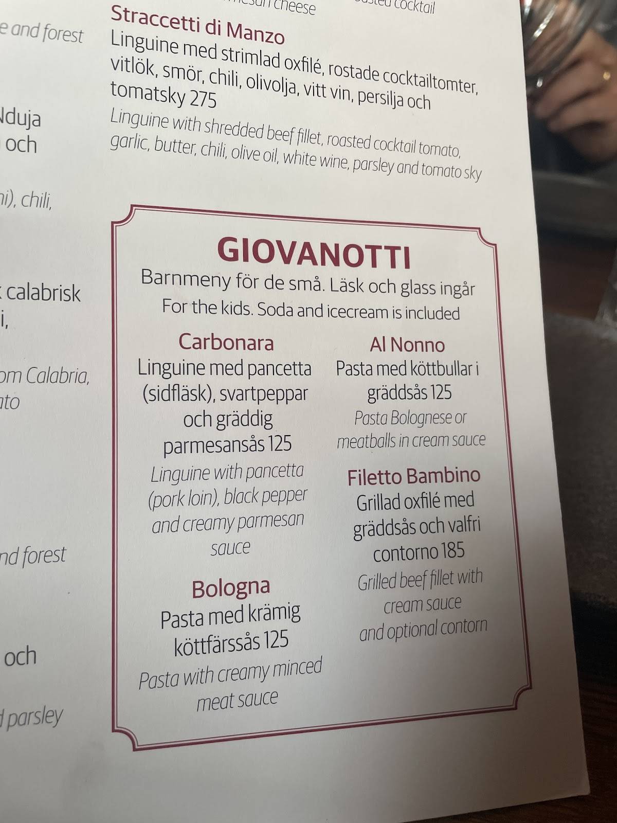 Limone Ristorante Italiano меню