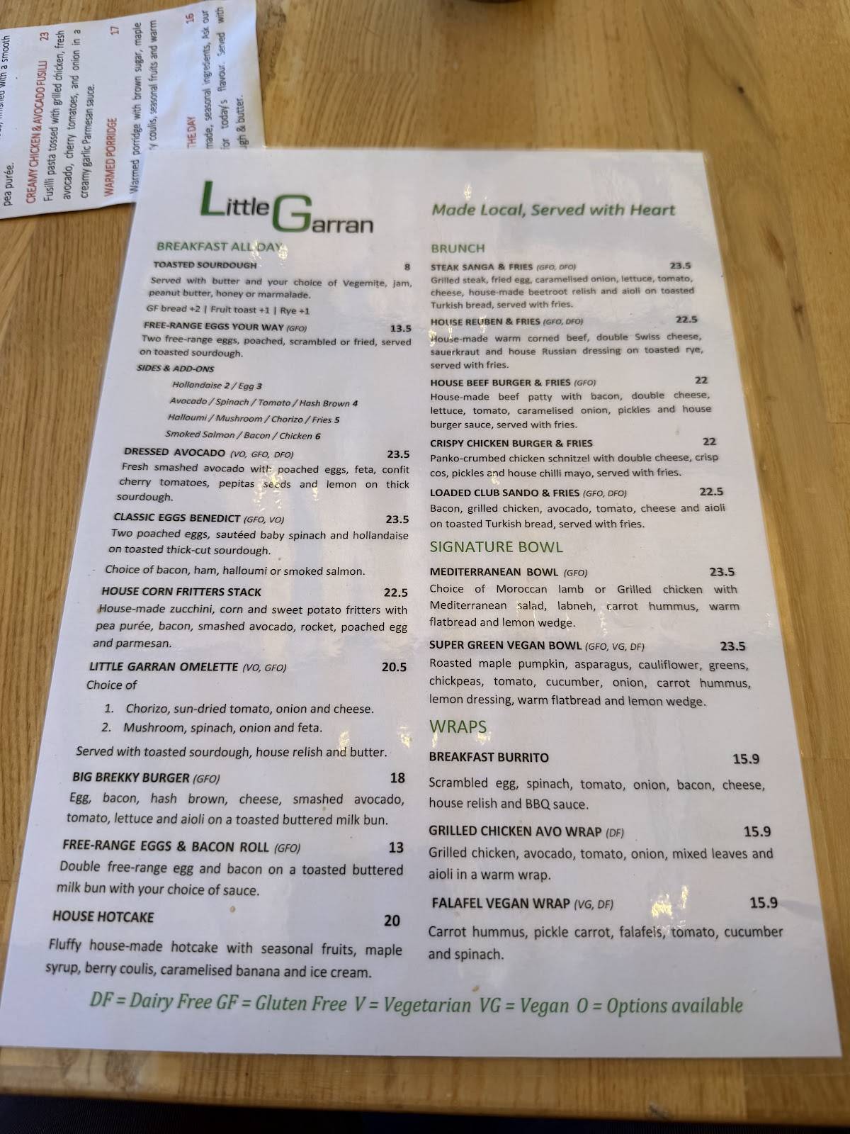 Little Garran Cafe меню
