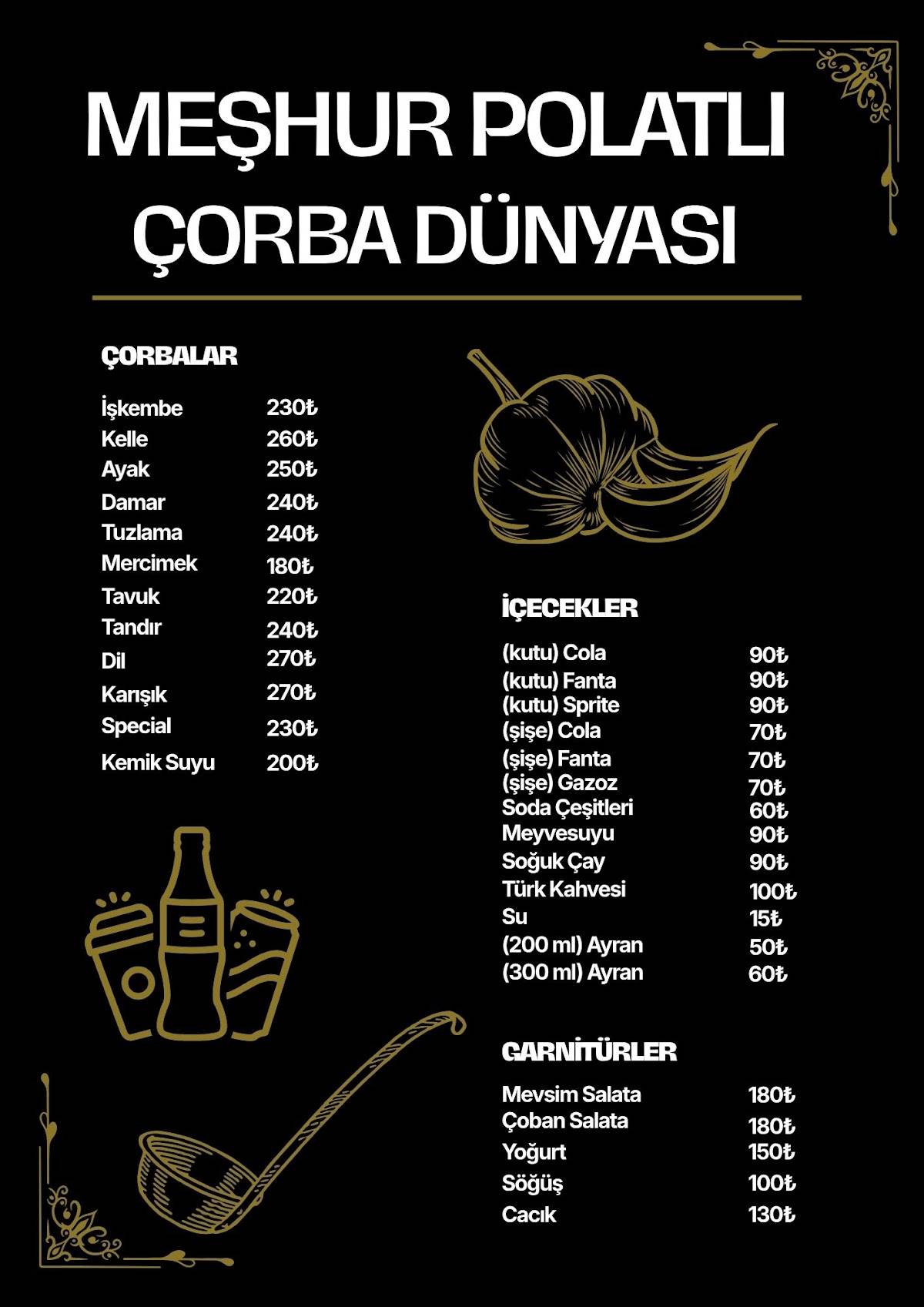 MEŞHUR POLATLI ÇORBA DÜNYASI меню