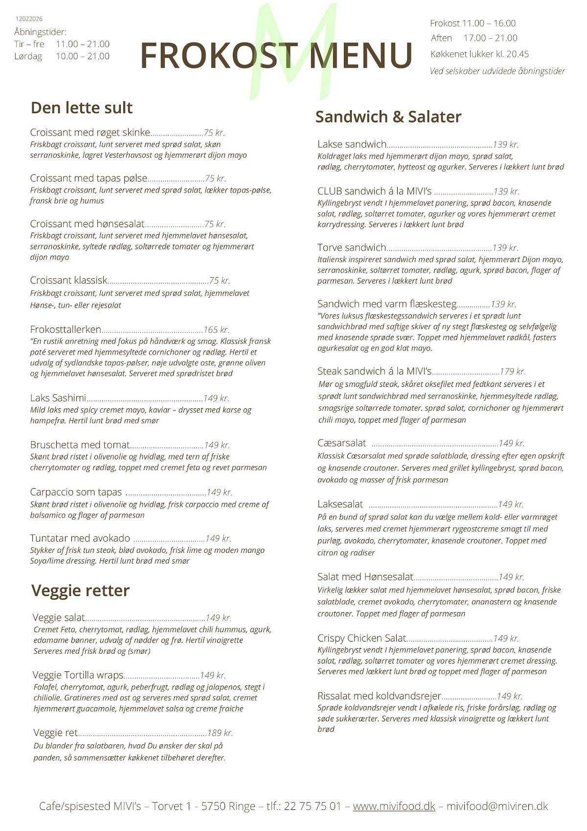 MIVI's café & spisested меню