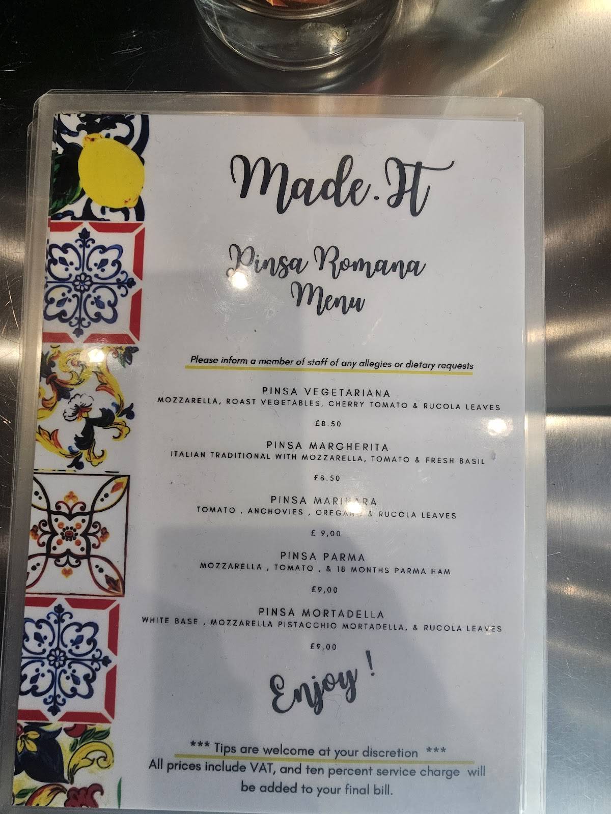Made.it Cafè меню