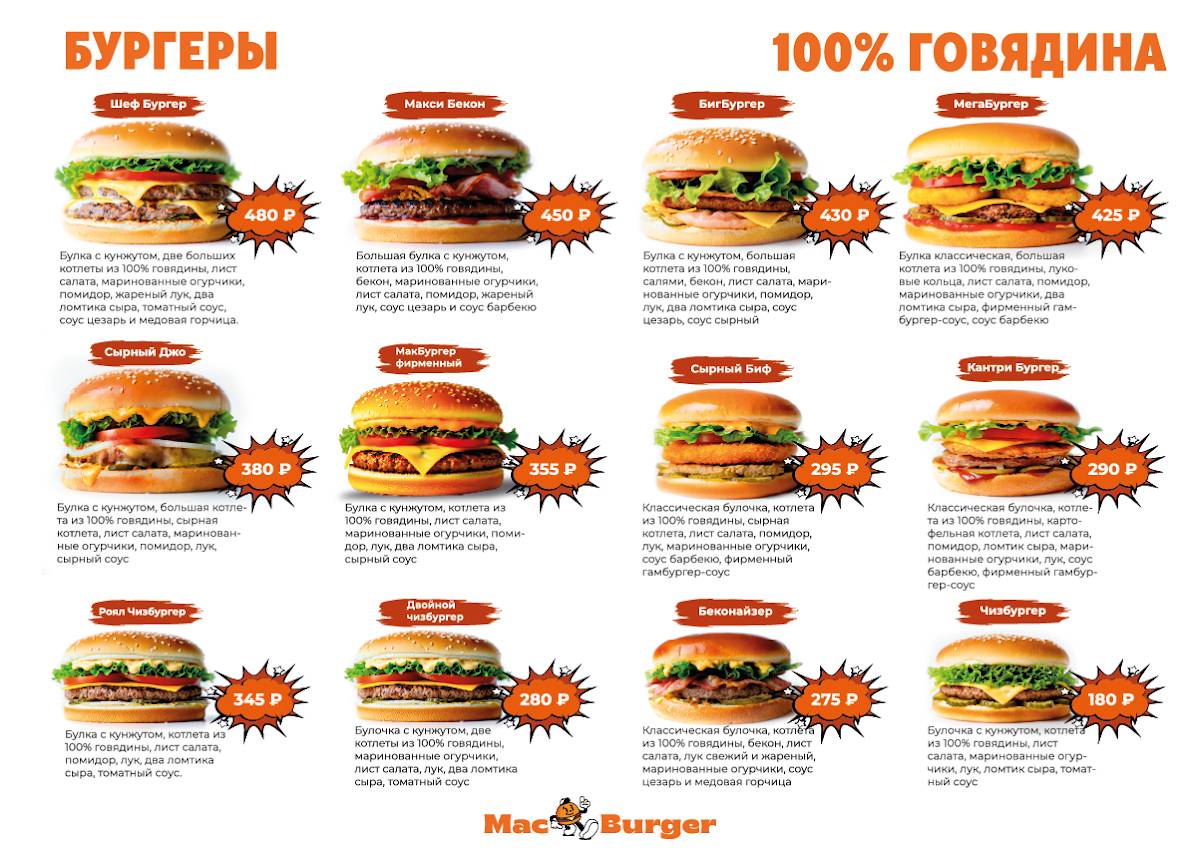 МакБургер меню