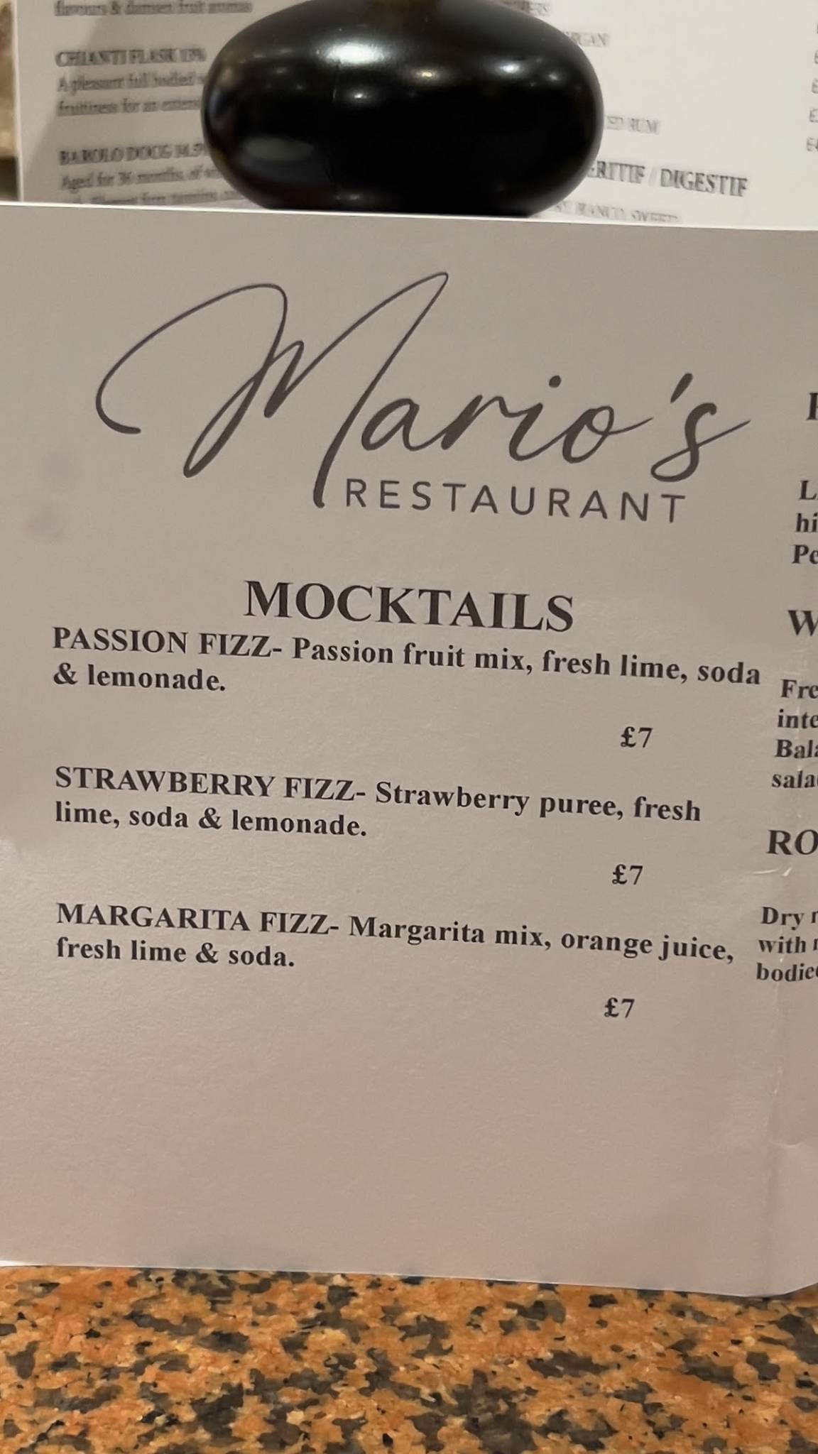 Mario's Restaurant Ripon меню
