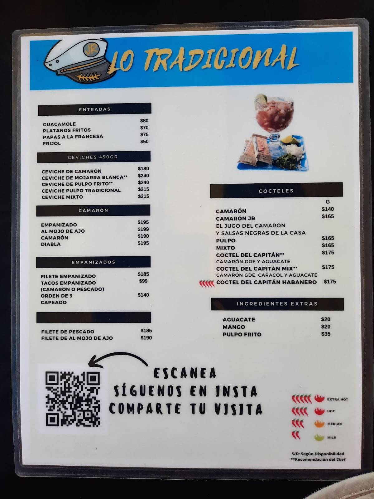 Mariscos Capitán JR меню