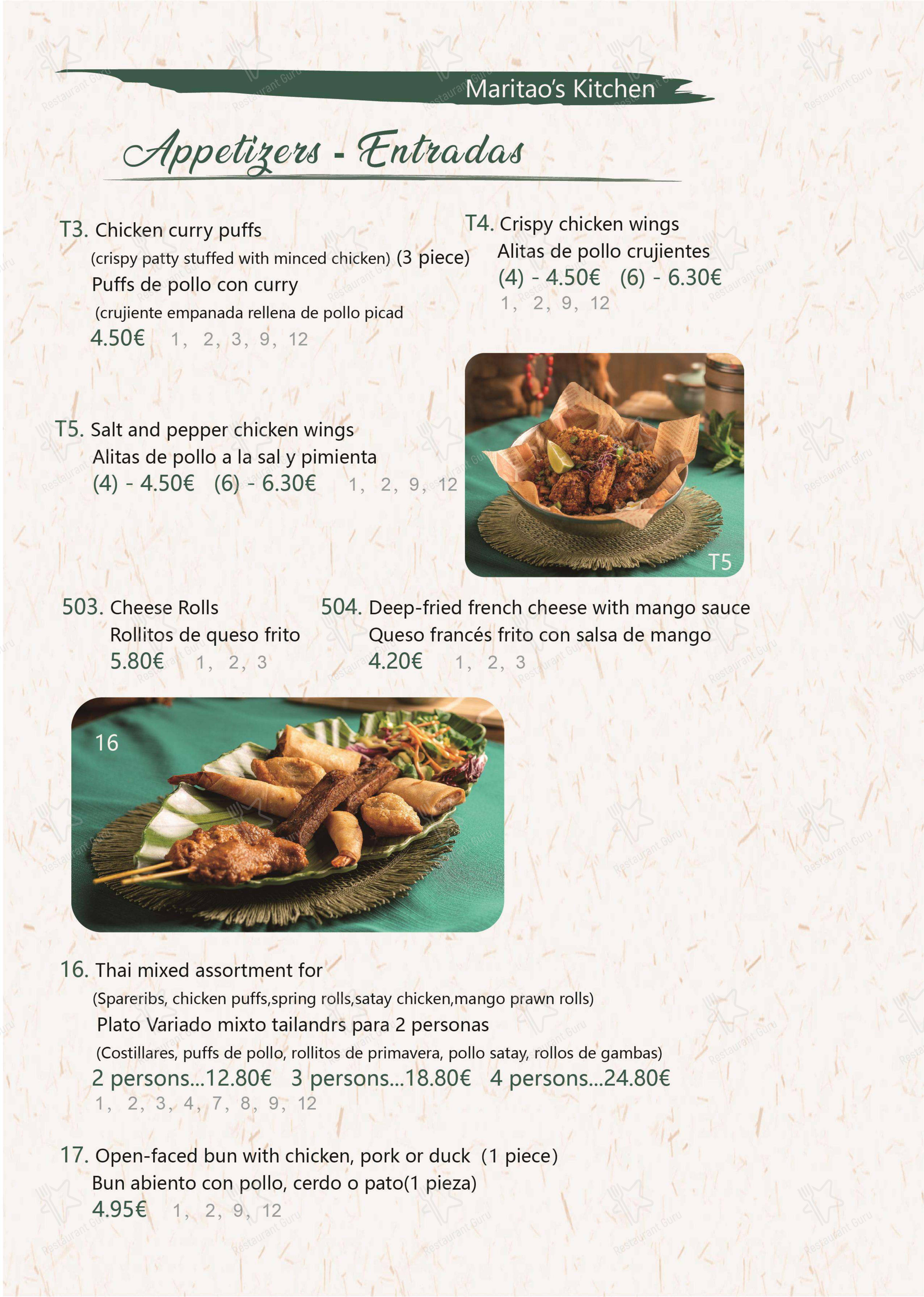 Maritaos Kitchen - Rojales в Рохалесе - Меню