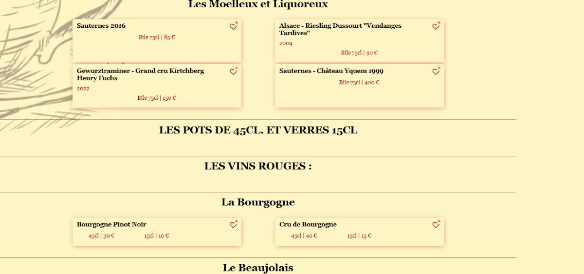 Mathusalem (Le) меню
