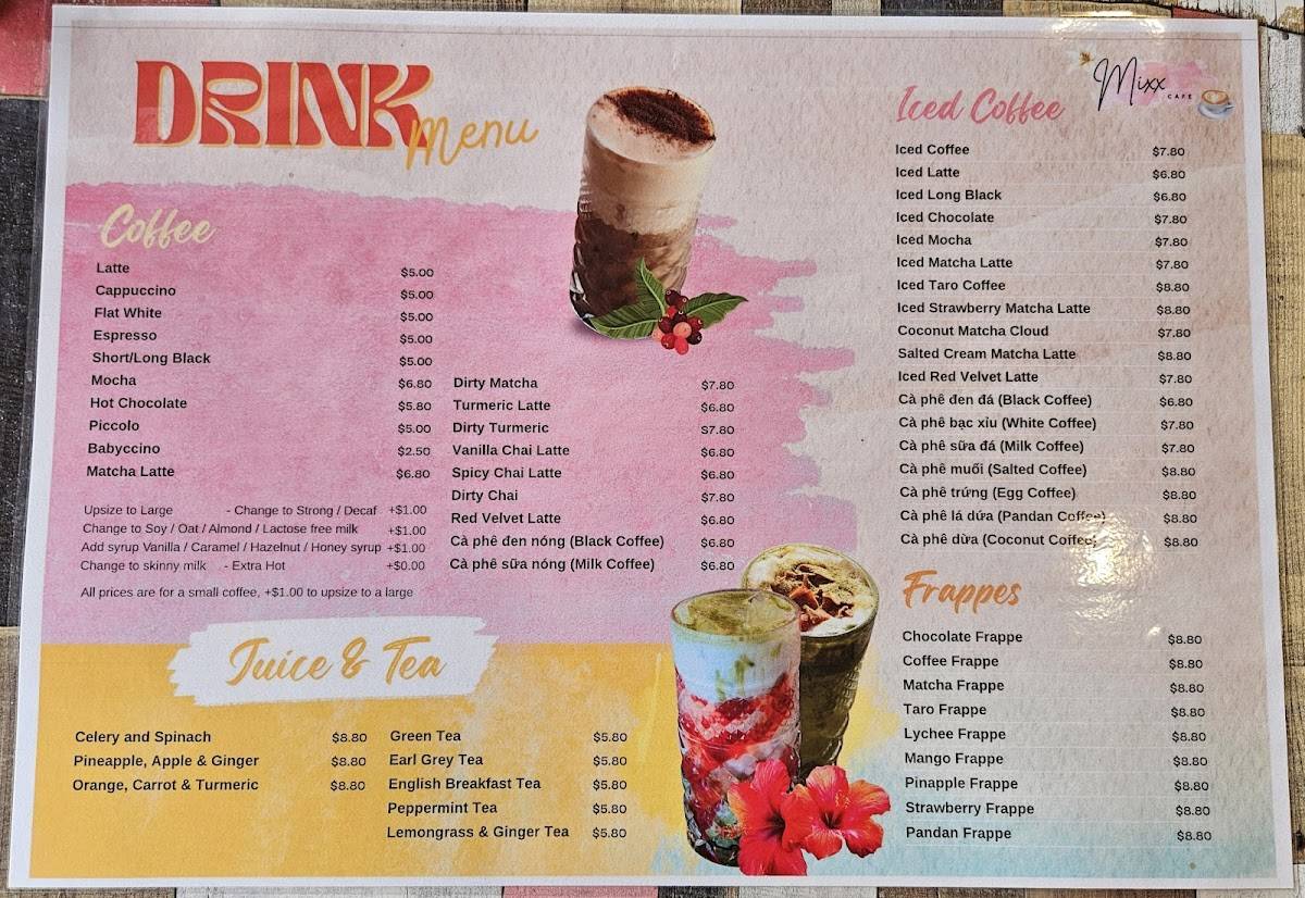 Mixx Cafe меню