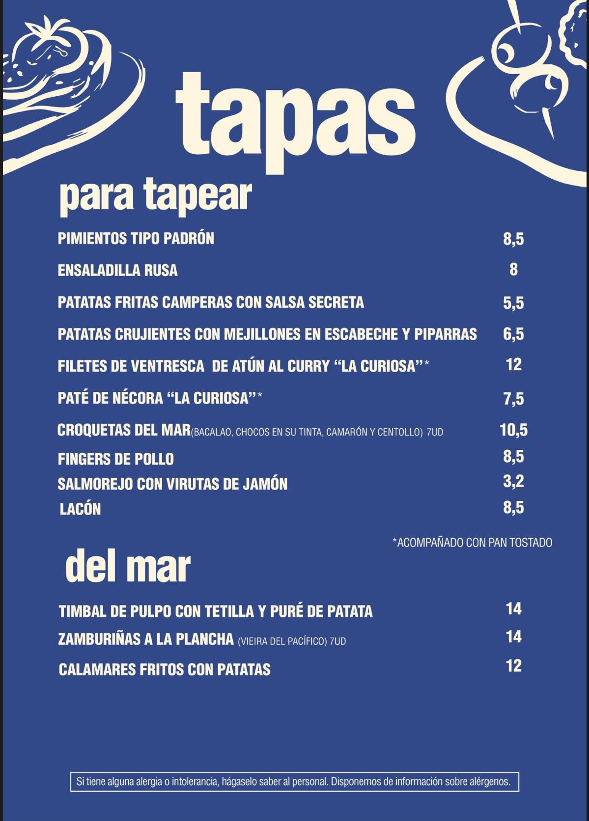 MoMa Cócteles & Tapas · Tui меню