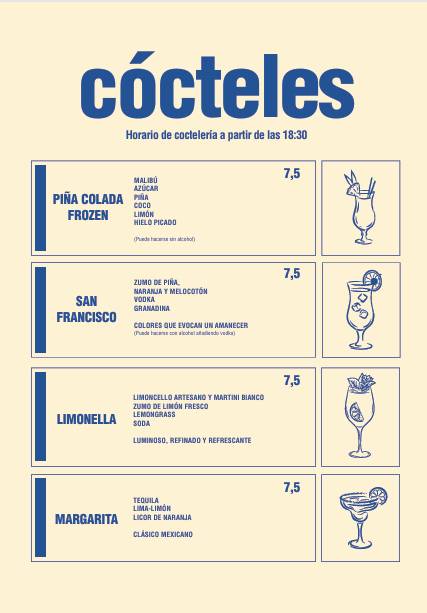 MoMa Cócteles & Tapas · Tui меню