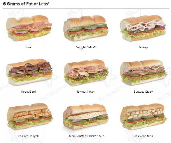 Subway Restaurant меню
