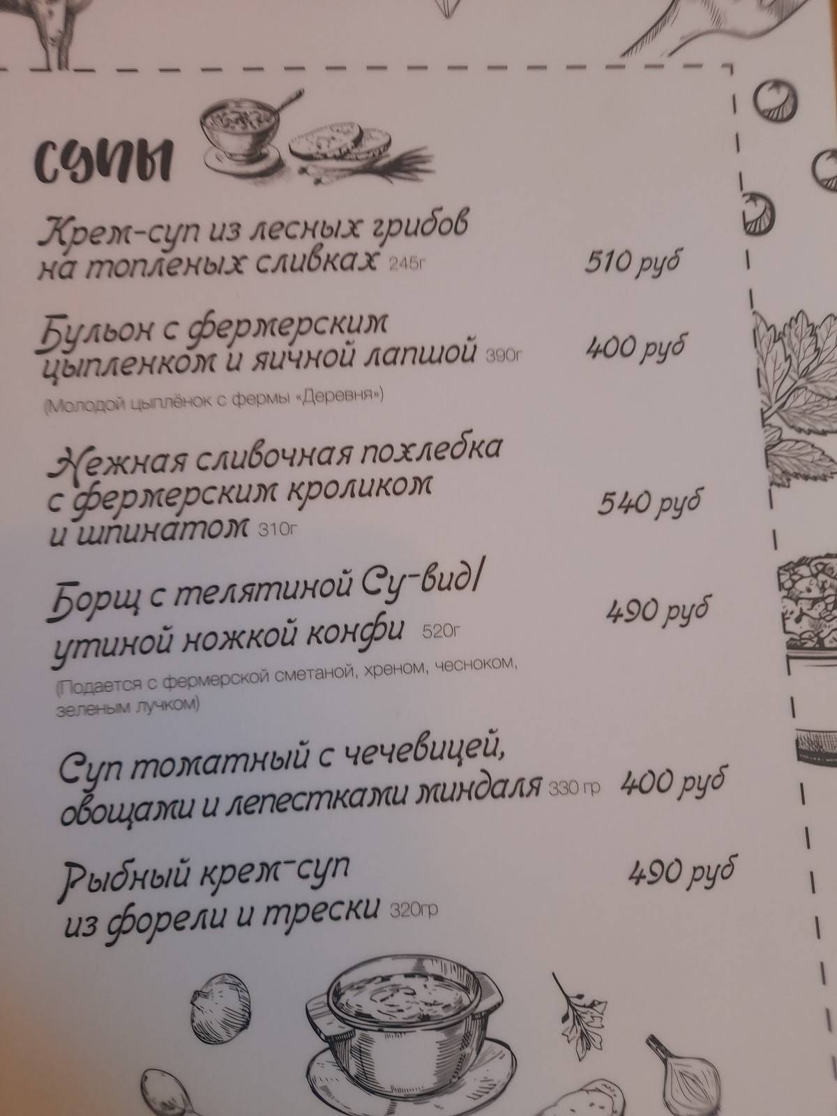 Молочня меню