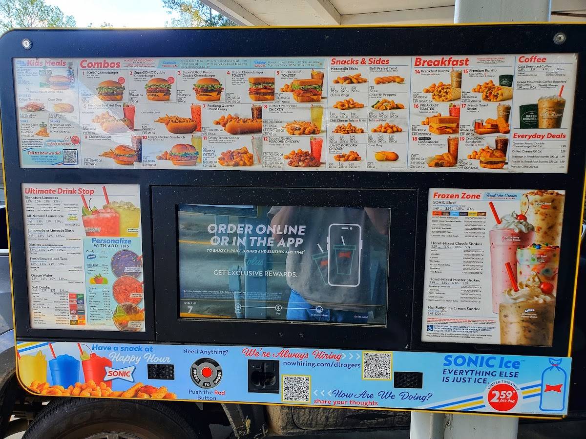 Sonic Drive-In меню