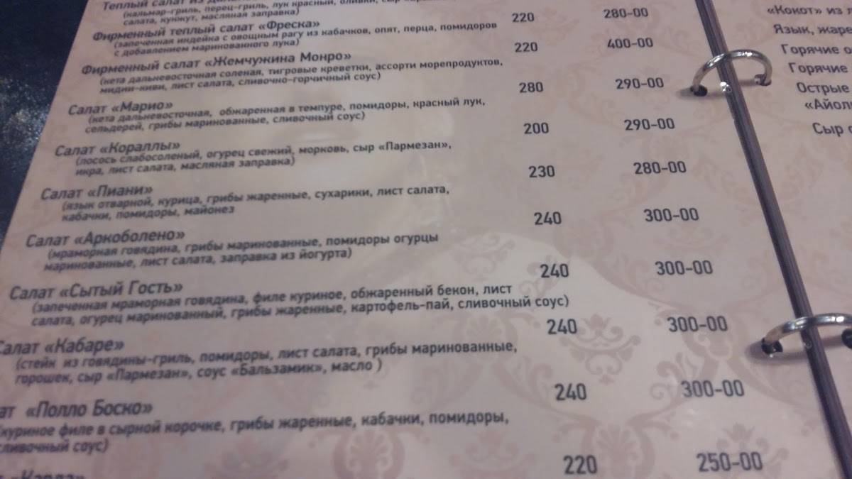 Монро меню