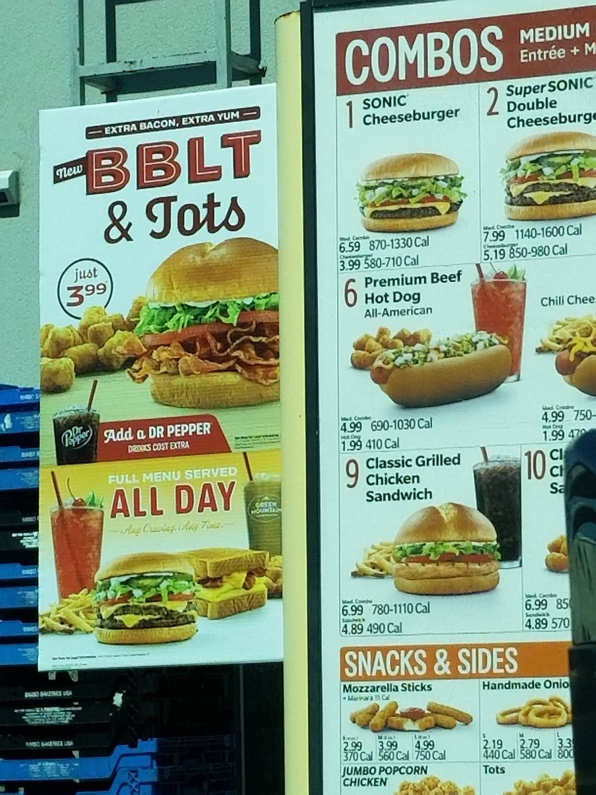 Sonic Drive-In меню