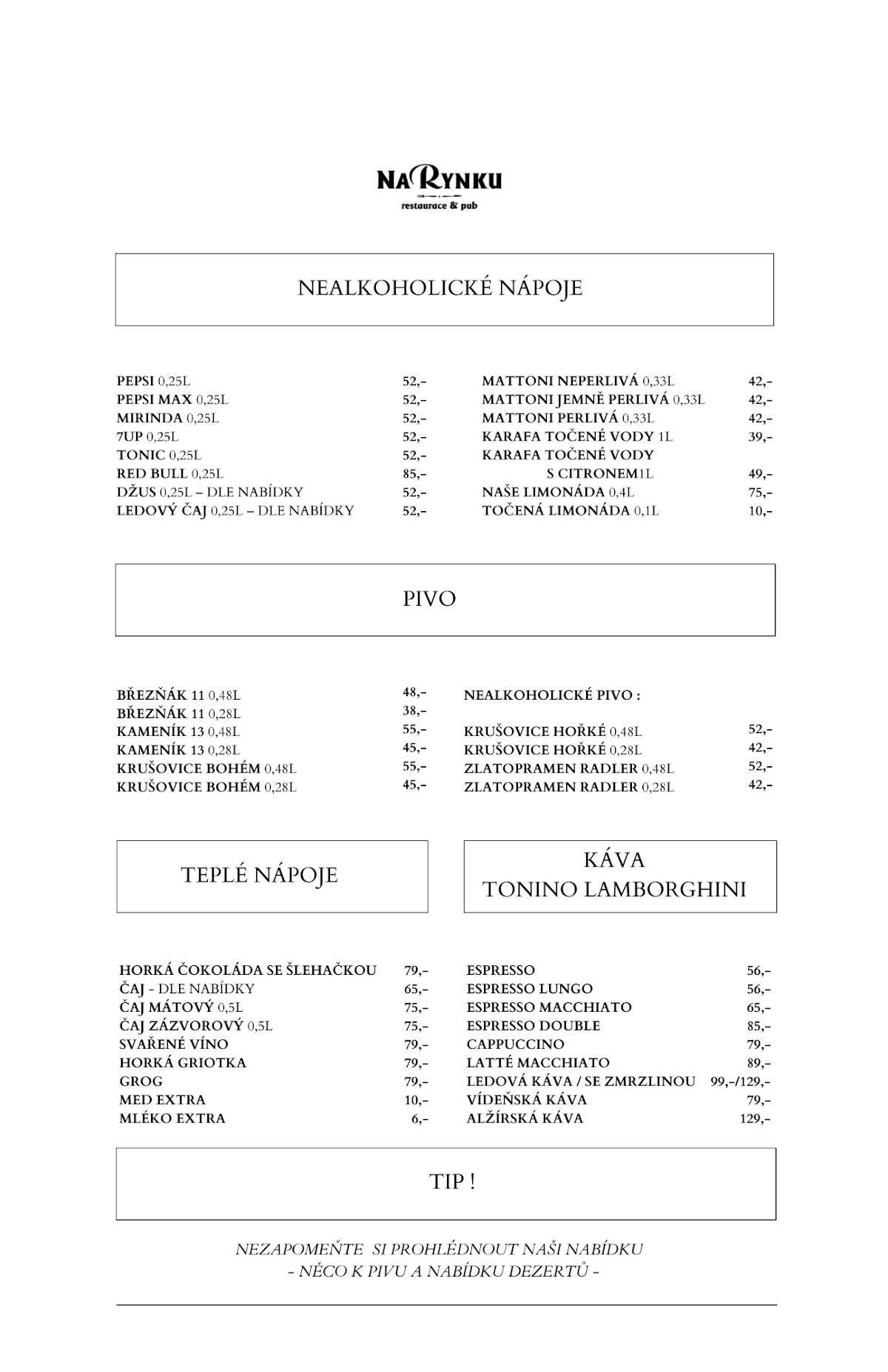 Na Rynku & Pub меню