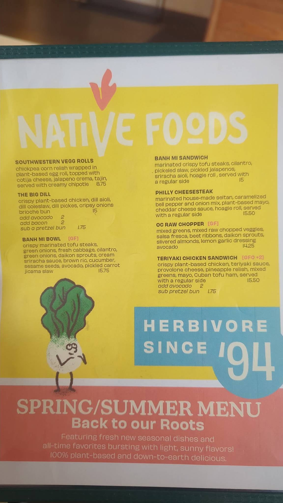 Native Foods меню