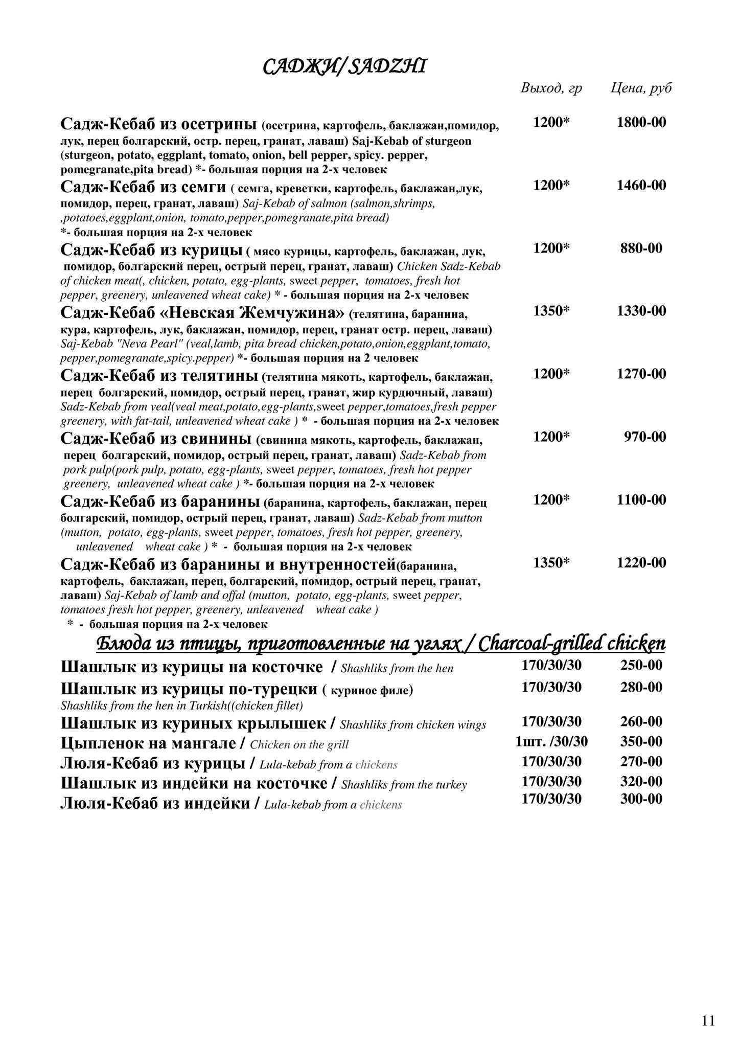 Невская жемчужина меню