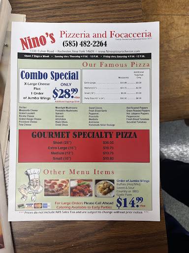 Nino's Pizzeria меню