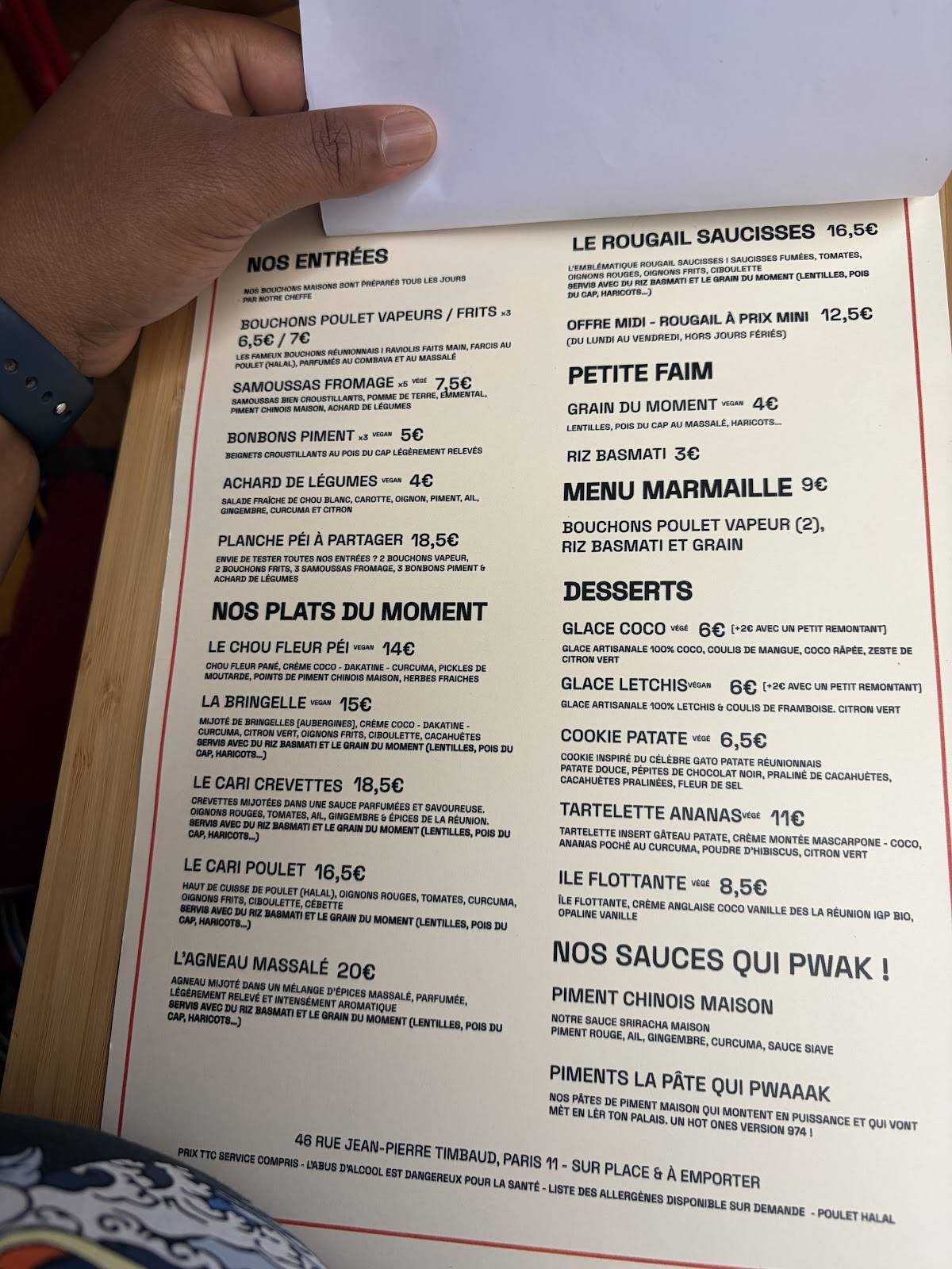 OTÉ - cuisine réunionnaise меню