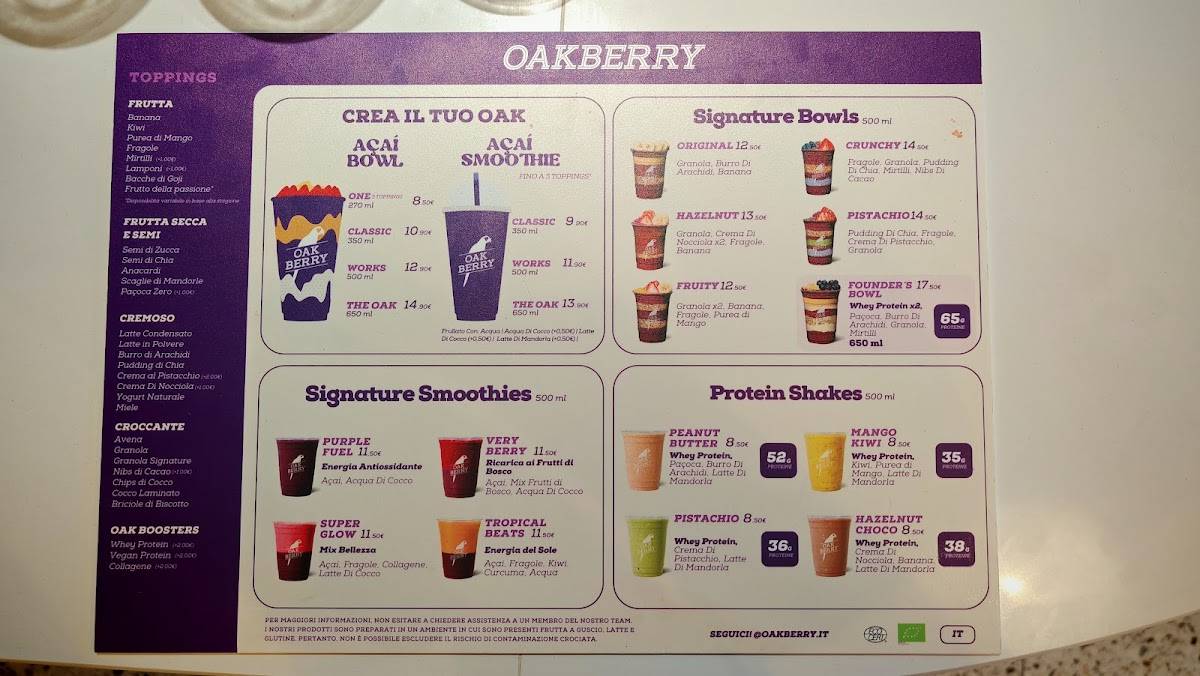 Oakberry Açai меню