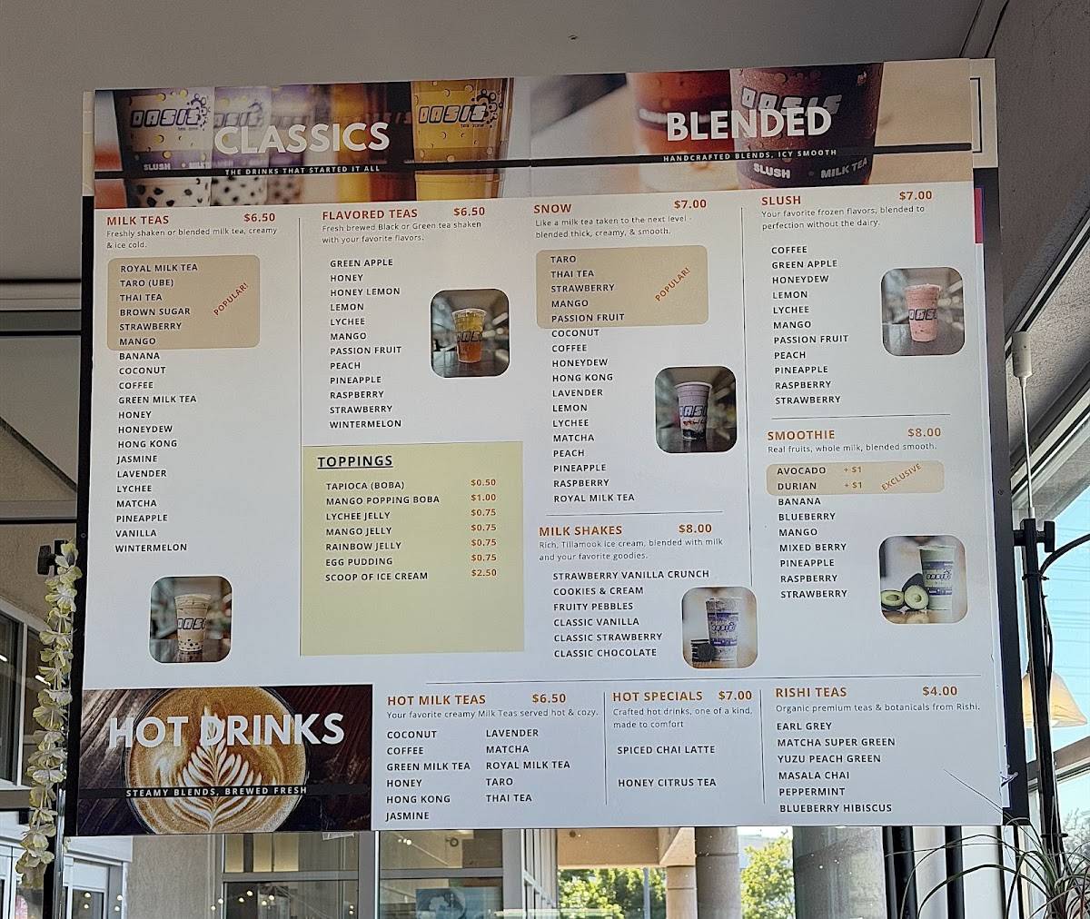 Oasis Tea Zone Renton меню