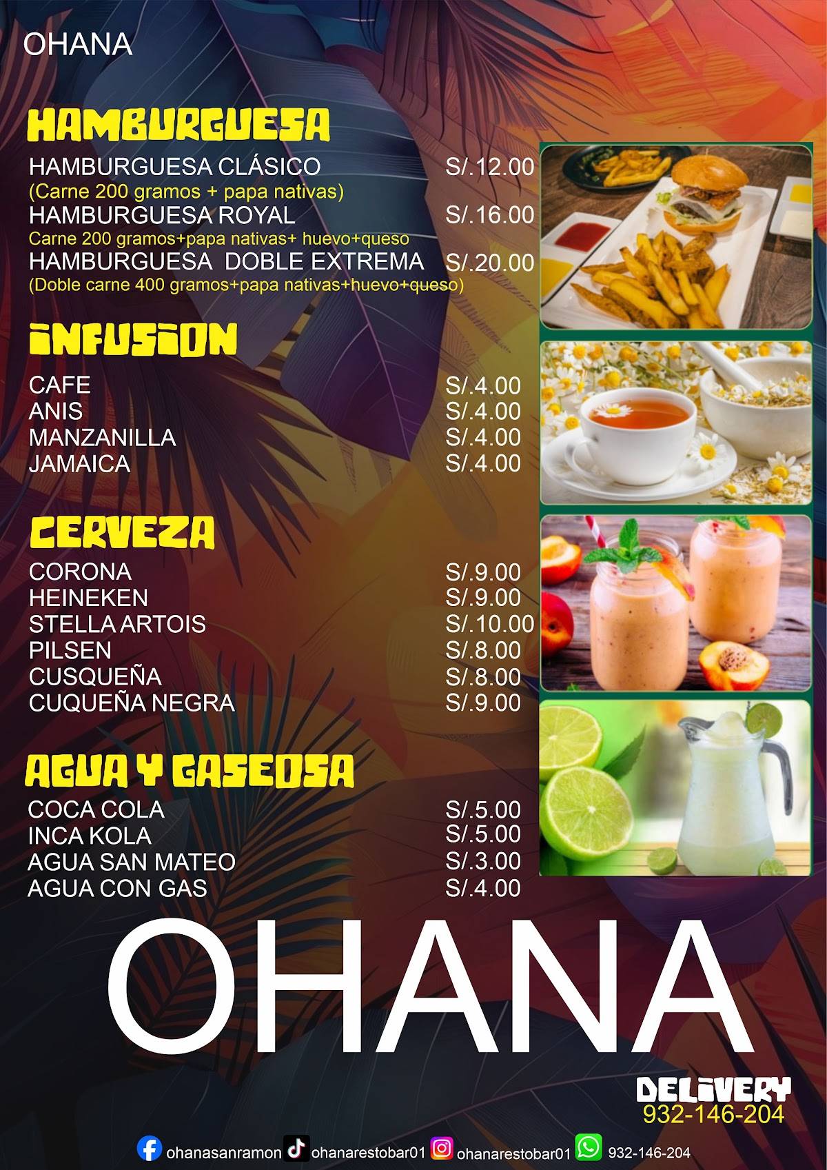 Ohana restobar меню