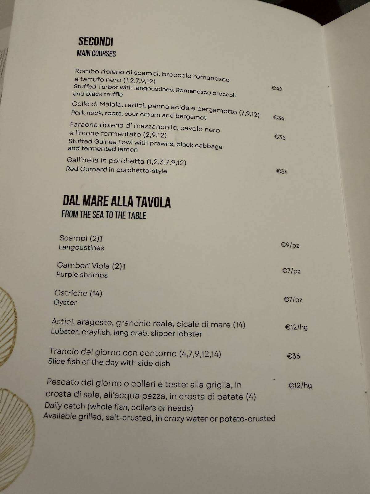 Osare Roma меню