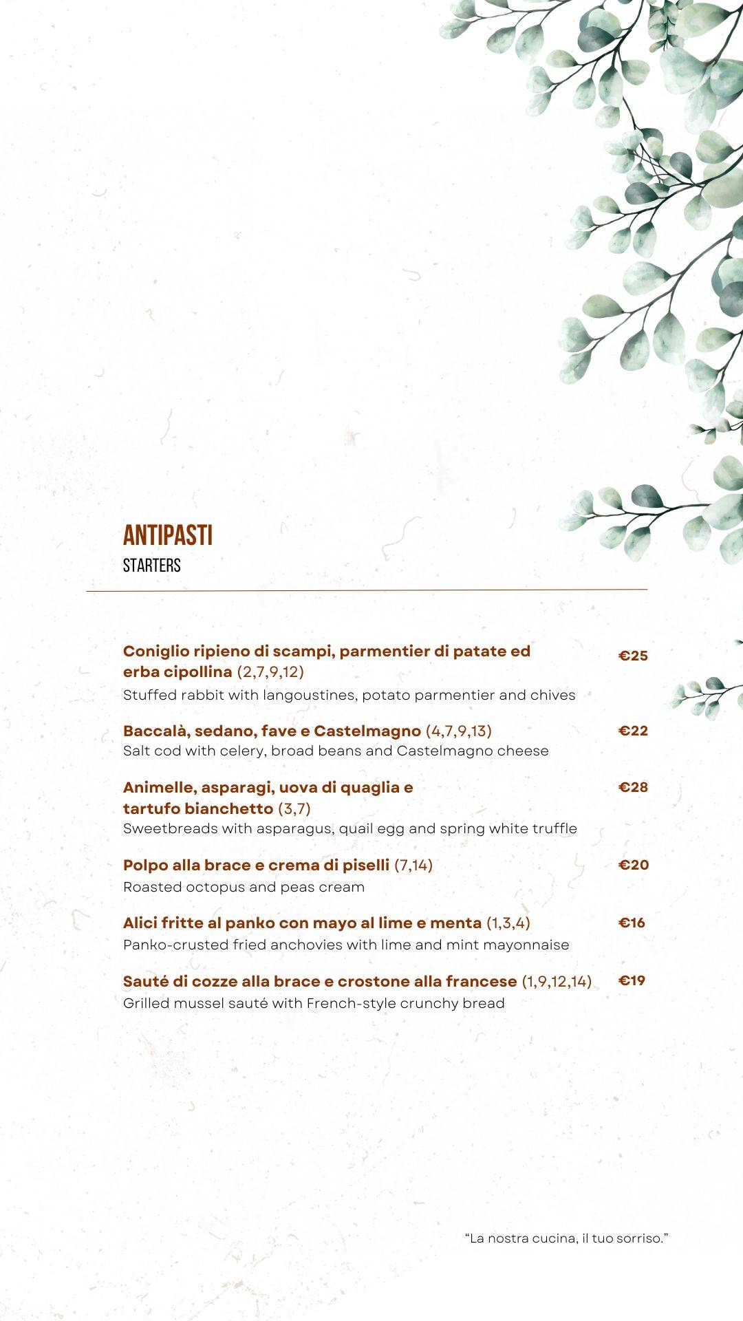 Osare Roma меню