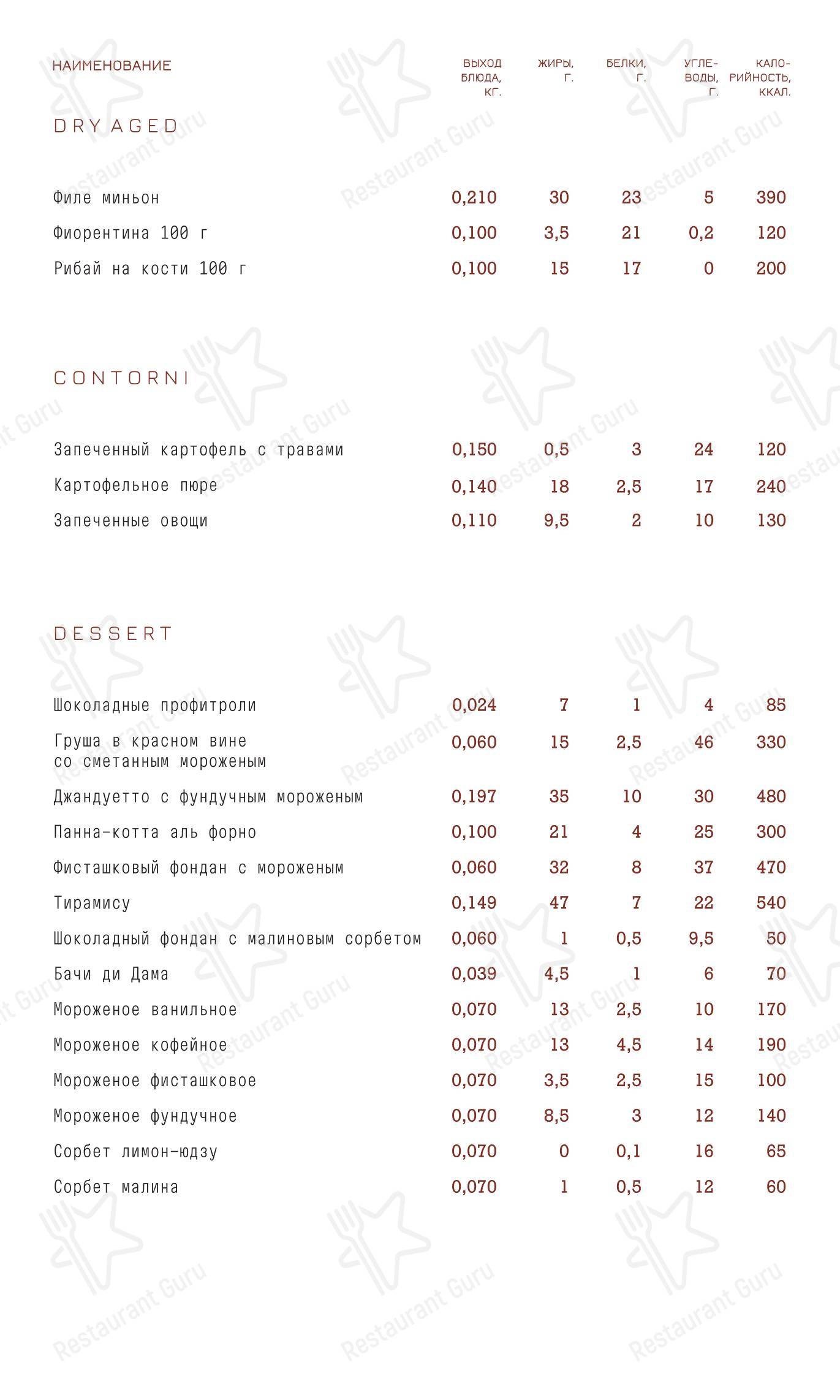 Osso в Москве - Lunch Menu