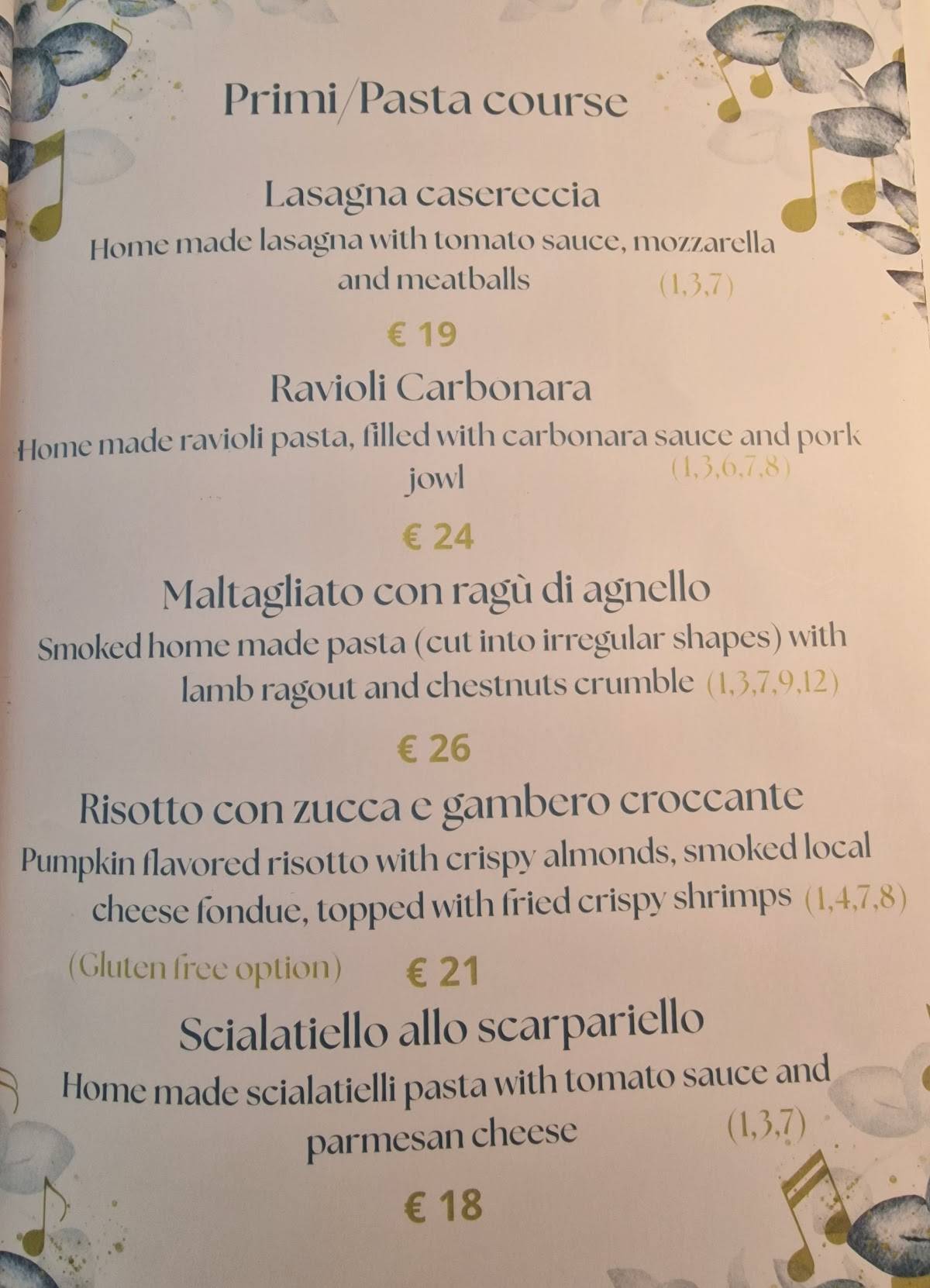 Osteria Ravello меню