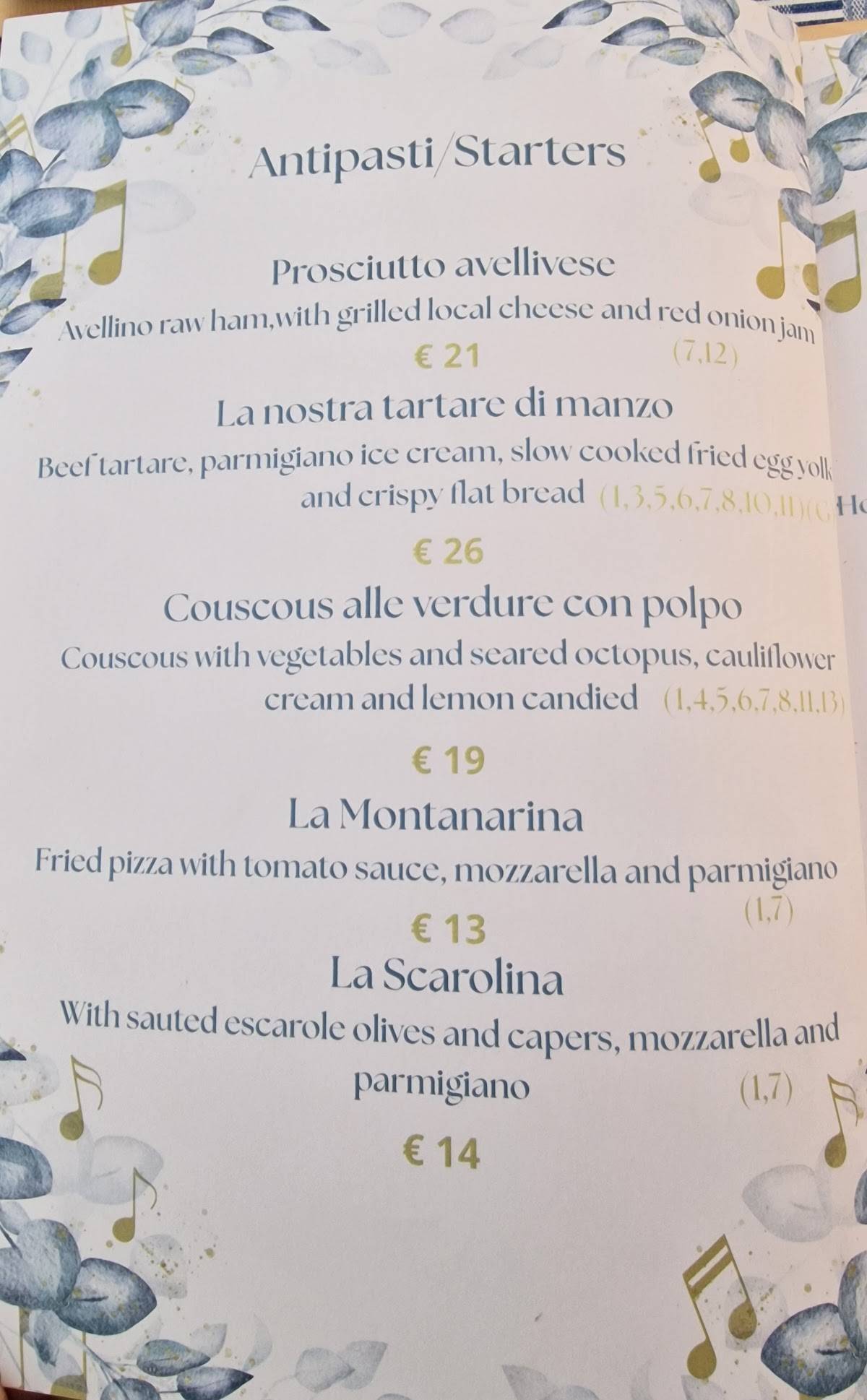 Osteria Ravello меню