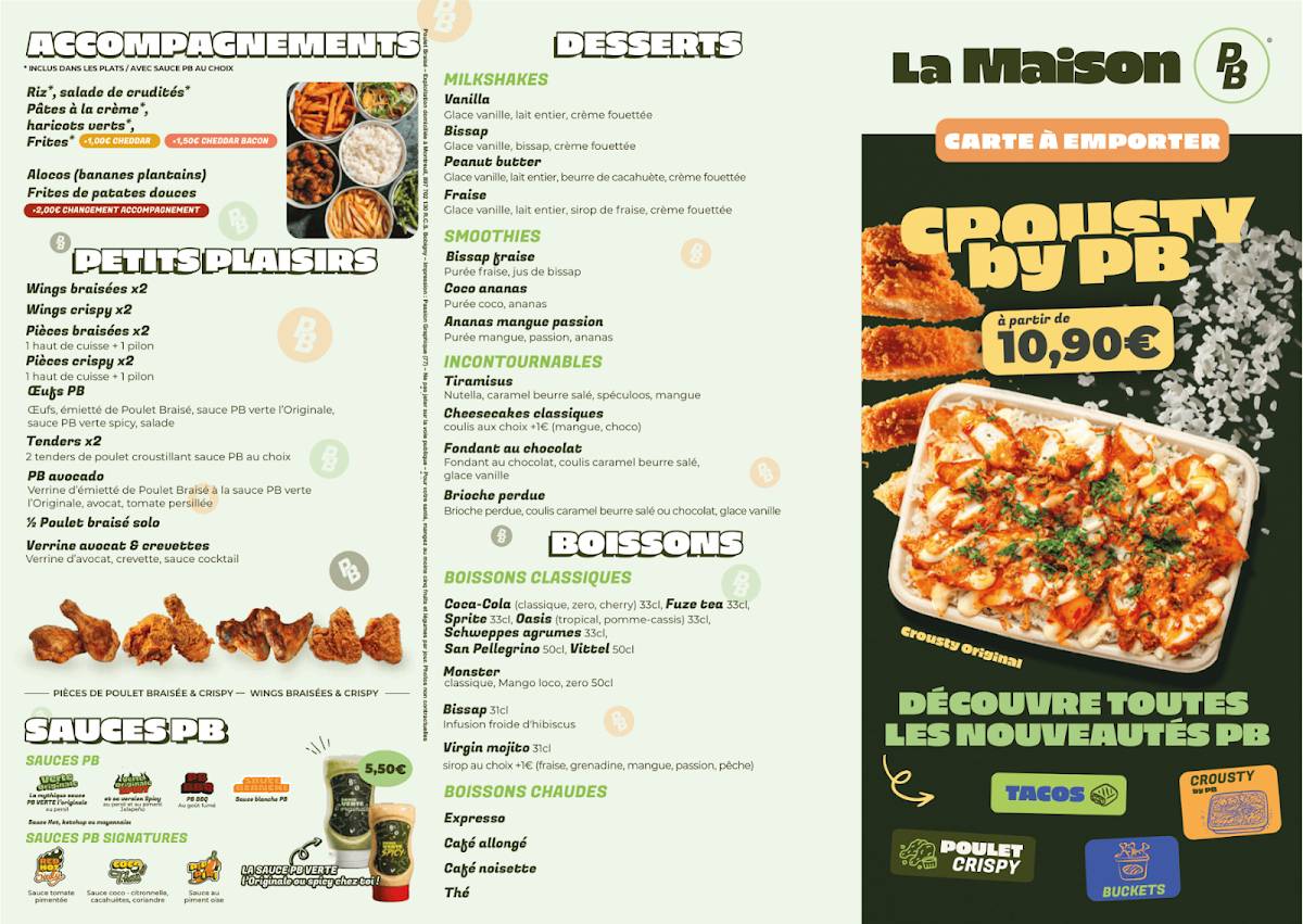 PB Poulet Braisé Rennes меню