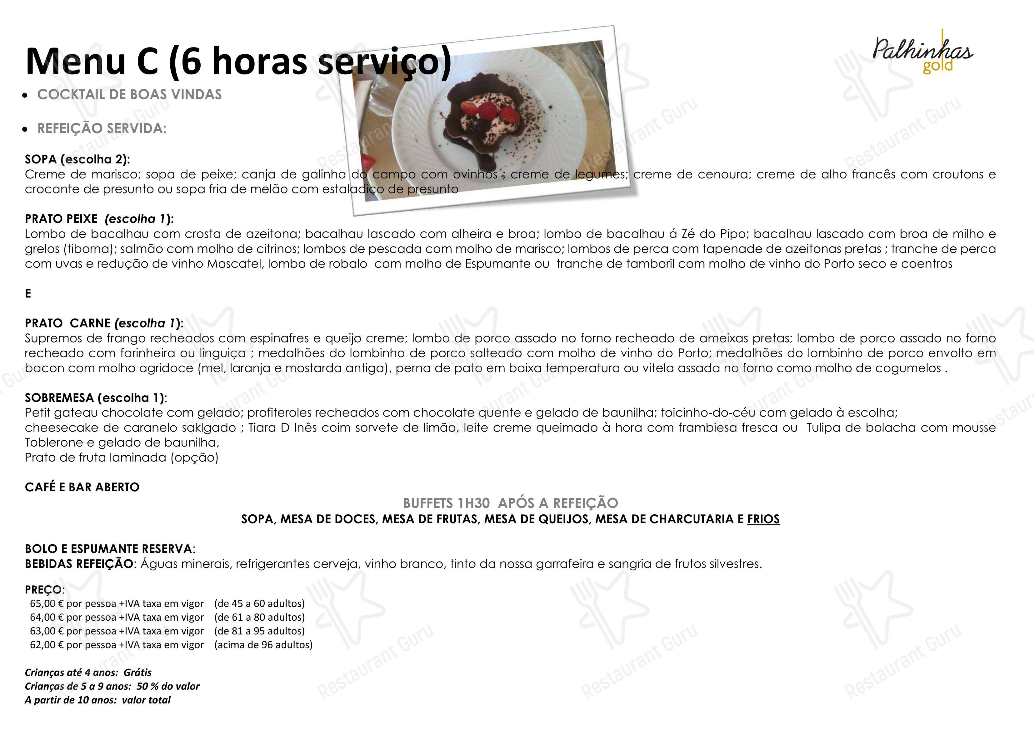 Catering Menu ресторана Palhinhas Gold в Риу-Майоре