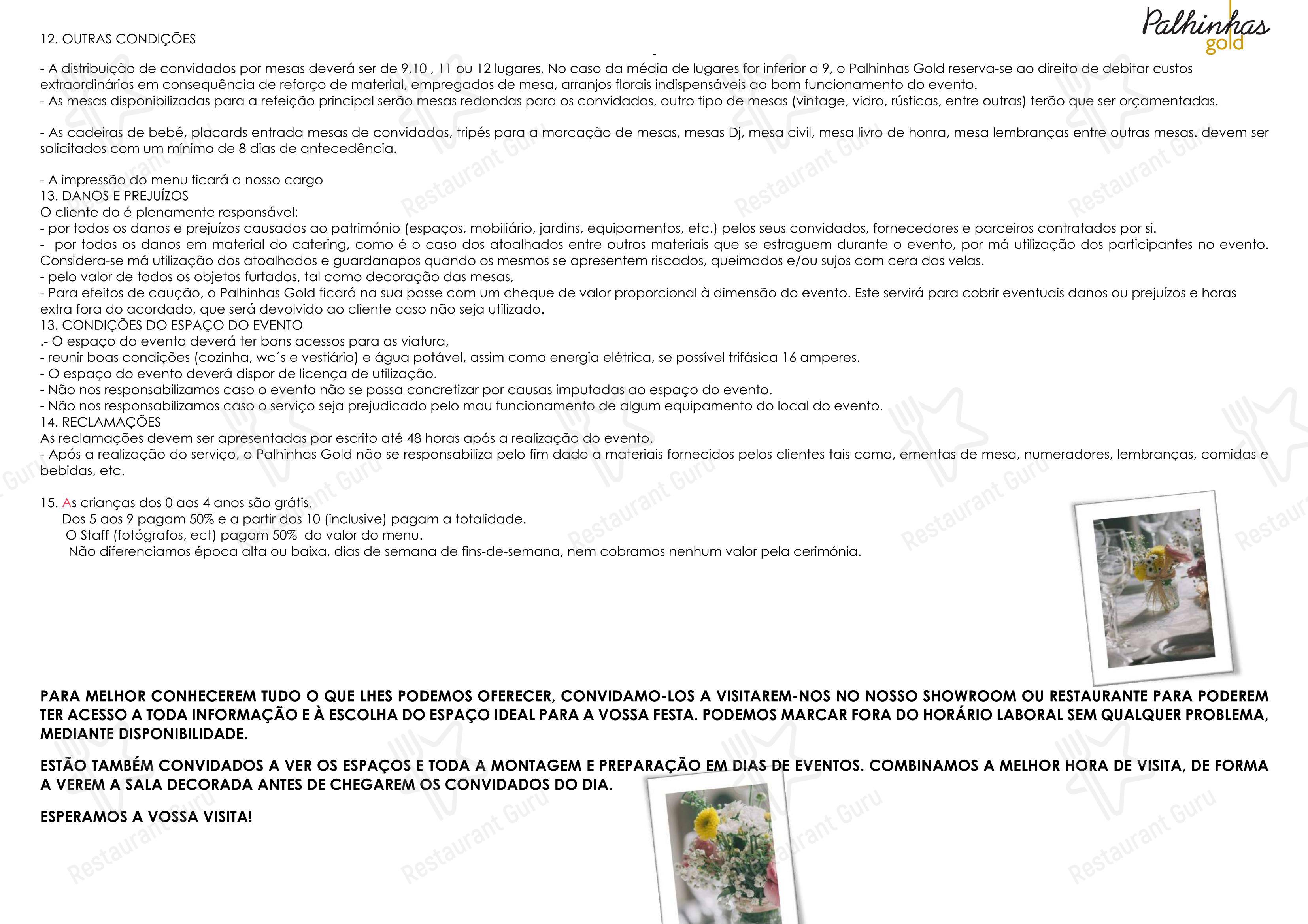 Меню ресторана Palhinhas Gold - Boronia Catering Menu Pack
