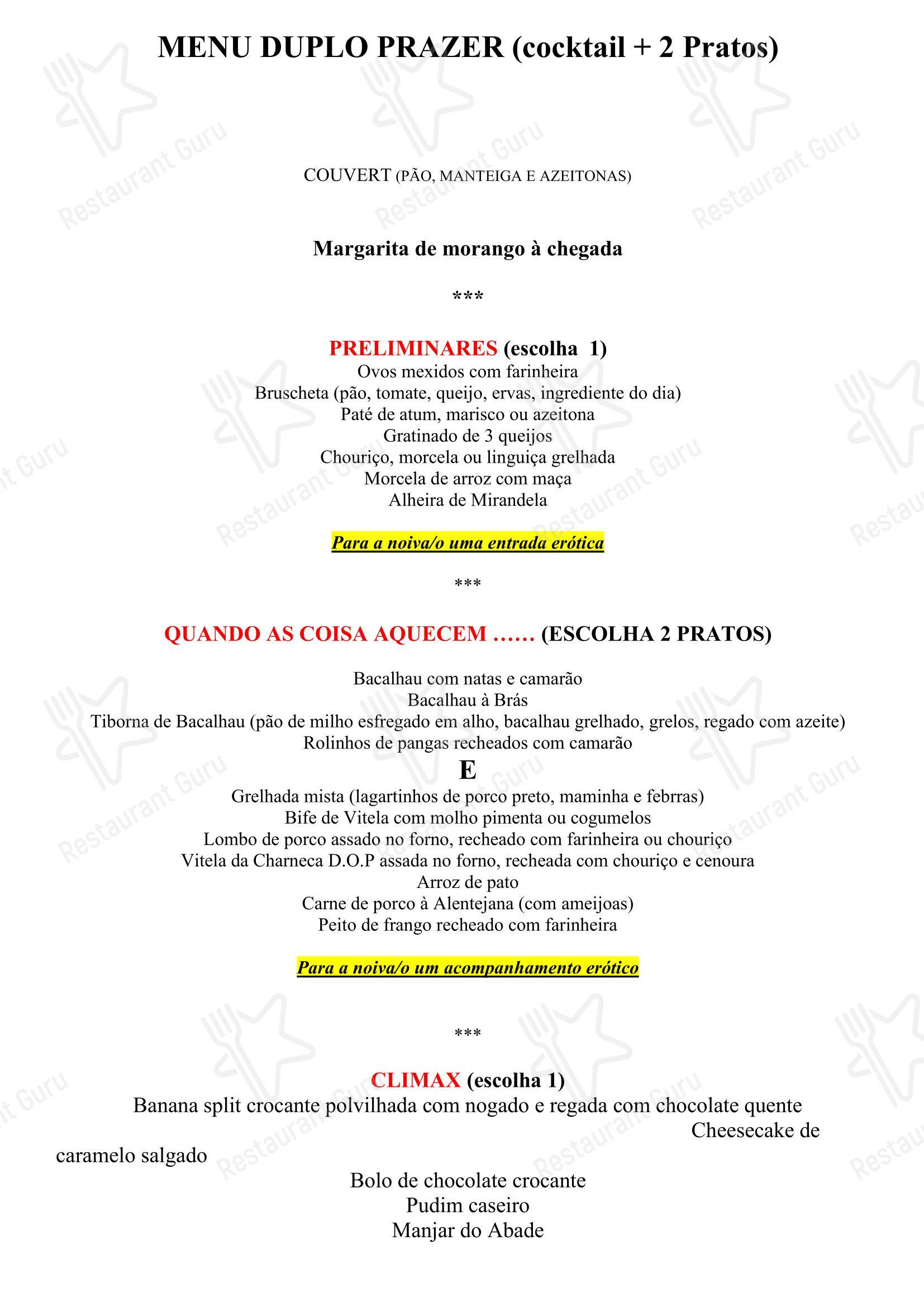 At Home Catering Menu ресторана Palhinhas Gold