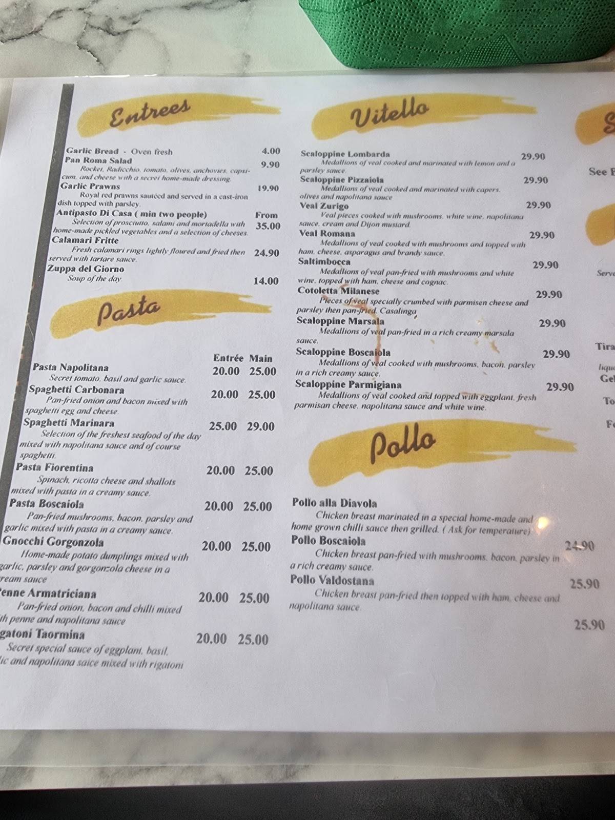 Pan Roma Restaurant меню