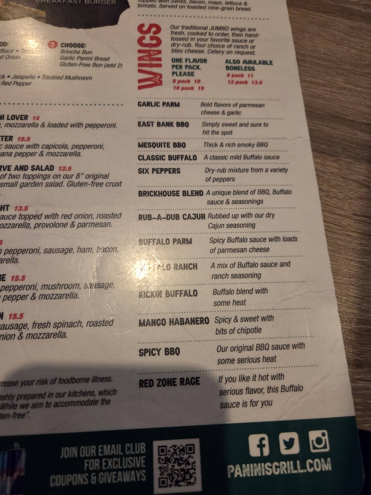 Panini's Bar & Grill меню