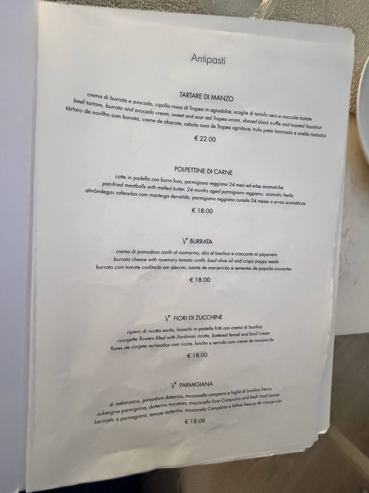 Paper Moon Algarve меню